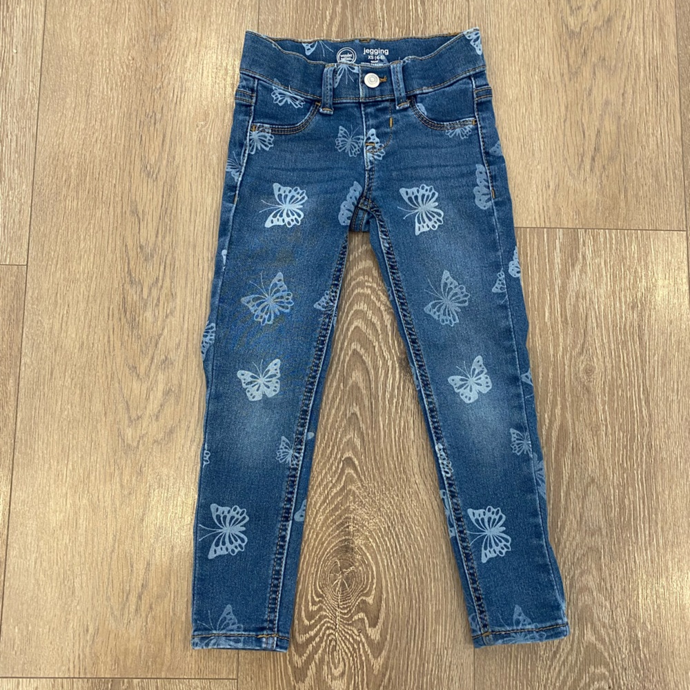 Denim Butterfly Print Jeggings